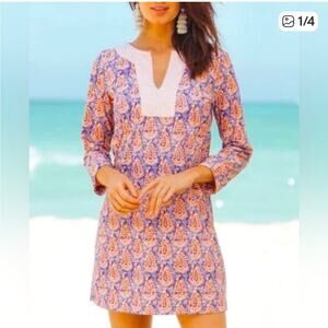 Cabana Life Printed Tunic Seaside Dress 2XL Orange Purple